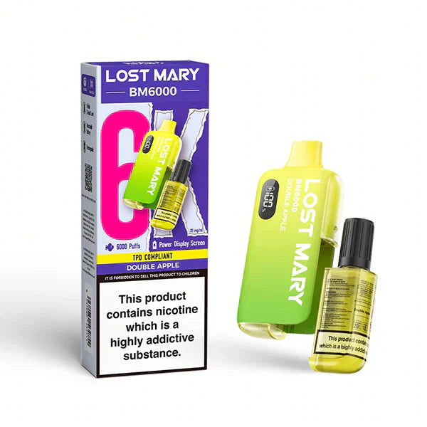 Lost Mary BM6000 Prefilled Pod Vape Kit – Rechargeable 6000 Puff Pod System UK - Noble Vape Double-Apple-20mg