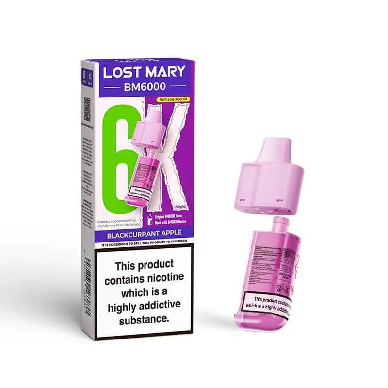 Lost Mary BM6000 Prefilled Pods – Replacement Pods for BM6000 Pod Vape Kit UK - Noble Vape Blackcurrant-Apple