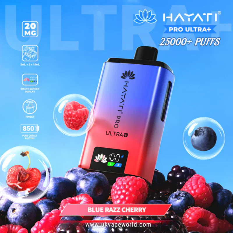 Hayati Pro Ultra Plus 25K Prefilled Vape Kit – 25,000 Puffs Rechargeable Pod System - Noble Vape Blue-Razz-Cherry