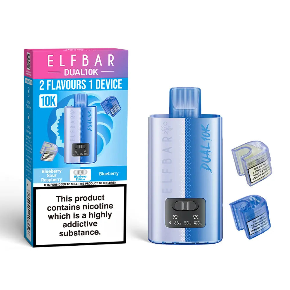 Elf Bar Dual 10K Prefilled Pod Vape Kit – Dual Flavour Rechargeable System UK - Noble Vape Blueberry-Edition