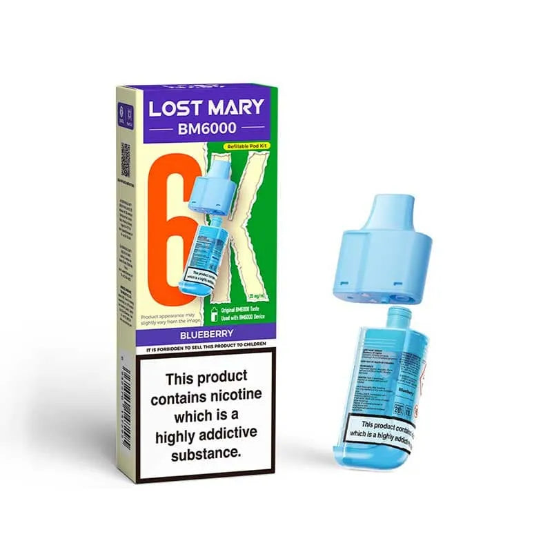 Lost Mary BM6000 Prefilled Pods – Replacement Pods for BM6000 Pod Vape Kit UK - Noble Vape Blueberry