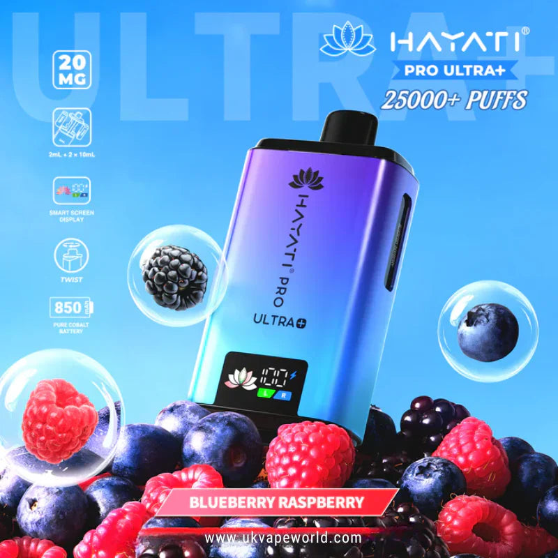 Hayati Pro Ultra Plus 25K Prefilled Vape Kit – 25,000 Puffs Rechargeable Pod System - Noble Vape Blueberry-Raspberry