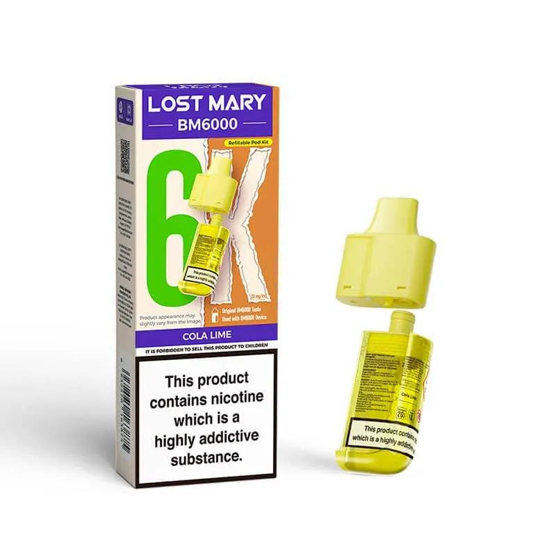 Lost Mary BM6000 Prefilled Pods – Replacement Pods for BM6000 Pod Vape Kit UK - Noble Vape Cola-Lime