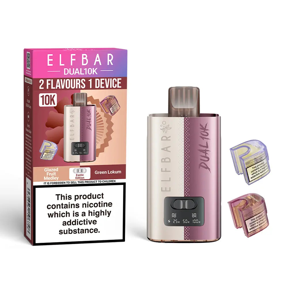 Elf Bar Dual 10K Prefilled Pod Vape Kit – Dual Flavour Rechargeable System UK - Noble Vape Exotic-Edition