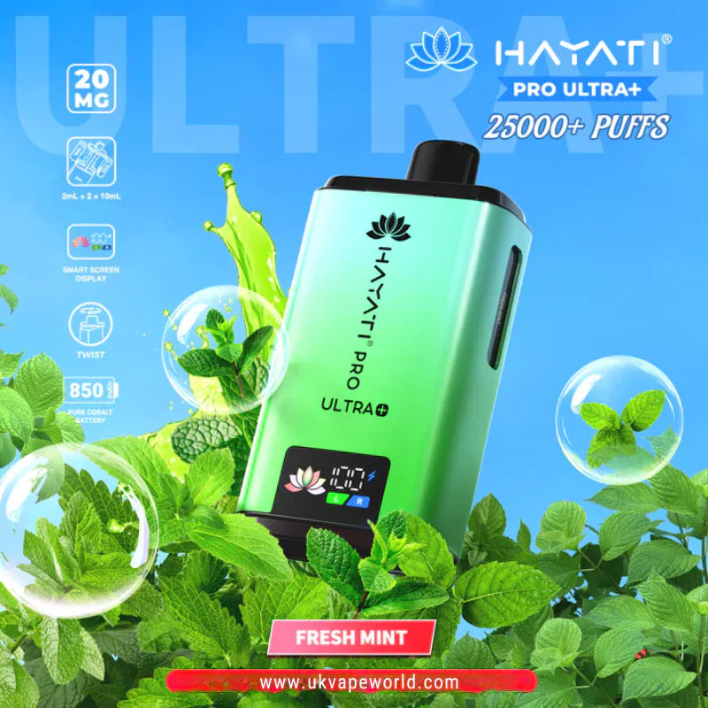 Hayati Pro Ultra Plus 25K Prefilled Vape Kit – 25,000 Puffs Rechargeable Pod System - Noble Vape Fresh-Mint