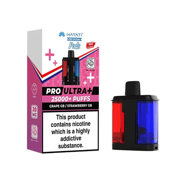 Hayati Pro Ultra Plus 25K Prefilled Pods – Replacement Dual Flavour Pods - Noble Vape Grape-GB-Strawberry-GB