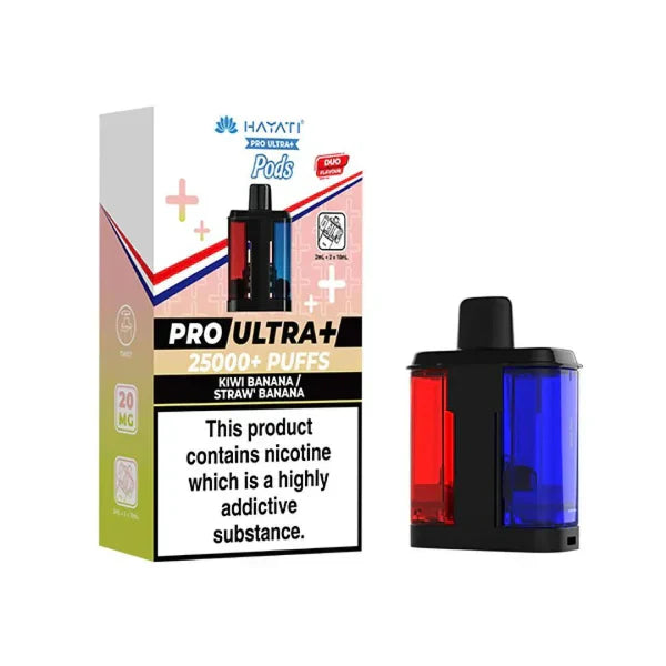 Hayati Pro Ultra Plus 25K Prefilled Pods – Replacement Dual Flavour Pods - Noble Vape Kiwi-Banana-Starw-Banana