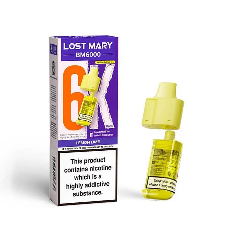 Lost Mary BM6000 Prefilled Pods – Replacement Pods for BM6000 Pod Vape Kit UK - Noble Vape Lemon-Lime