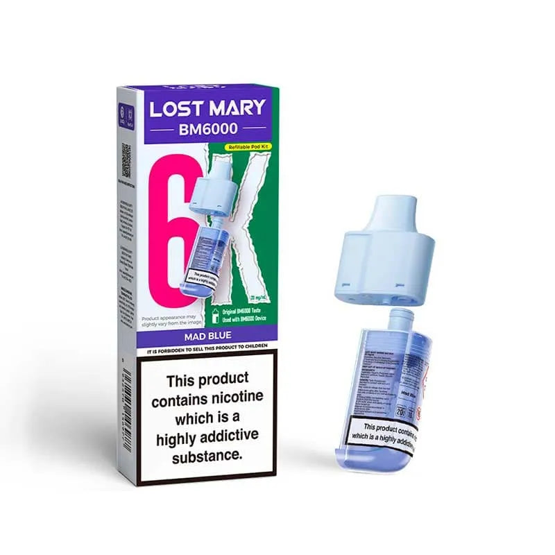 Lost Mary BM6000 Prefilled Pods – Replacement Pods for BM6000 Pod Vape Kit UK - Noble Vape Mad-Blue
