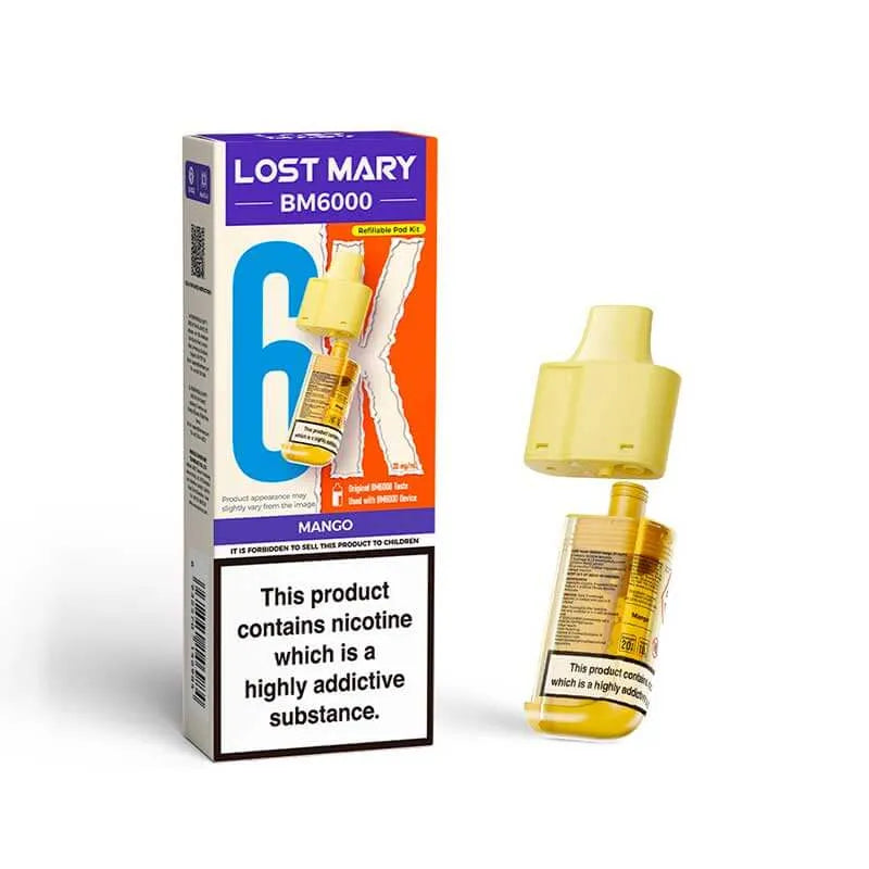 Lost Mary BM6000 Prefilled Pods – Replacement Pods for BM6000 Pod Vape Kit UK - Noble Vape Mango