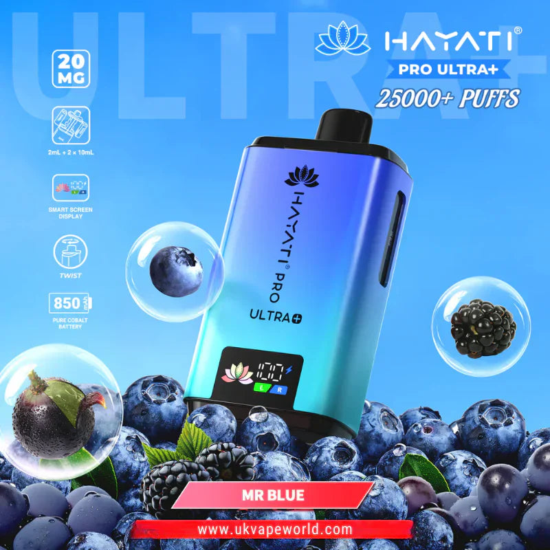 Hayati Pro Ultra Plus 25K Prefilled Vape Kit – 25,000 Puffs Rechargeable Pod System - Noble Vape Mr-Blue