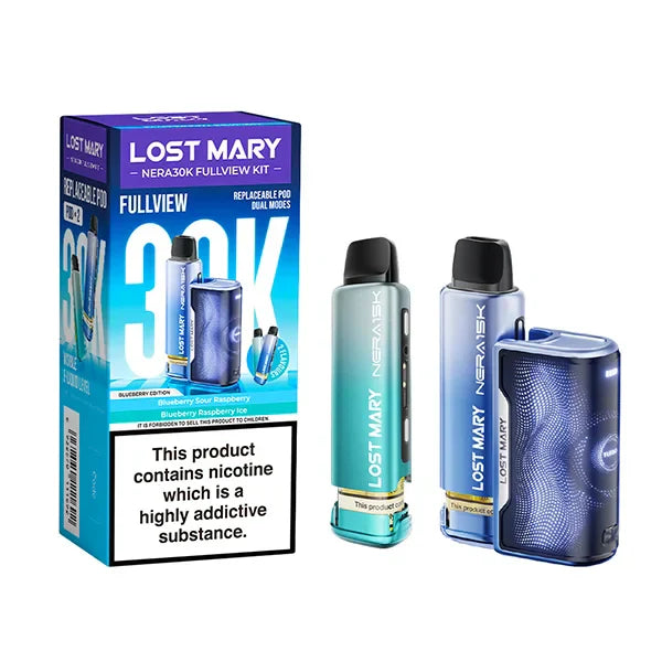 Lost Mary Nera 30K Fullview Prefilled Pod Vape Kit – Rechargeable 30000 Puff Pod System UK - Noble Vape Blueberry-Edition