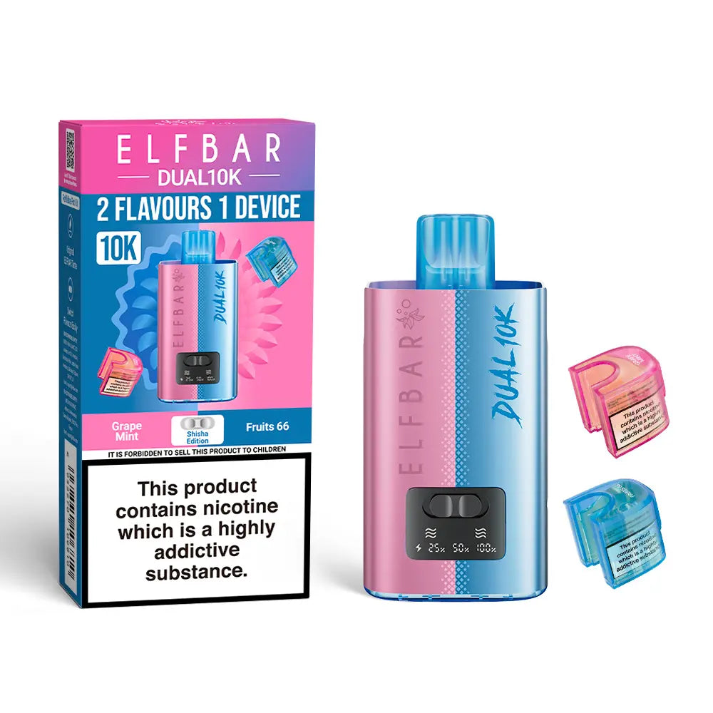 Elf Bar Dual 10K Prefilled Pod Vape Kit – Dual Flavour Rechargeable System UK - Noble Vape Shisha-Edition
