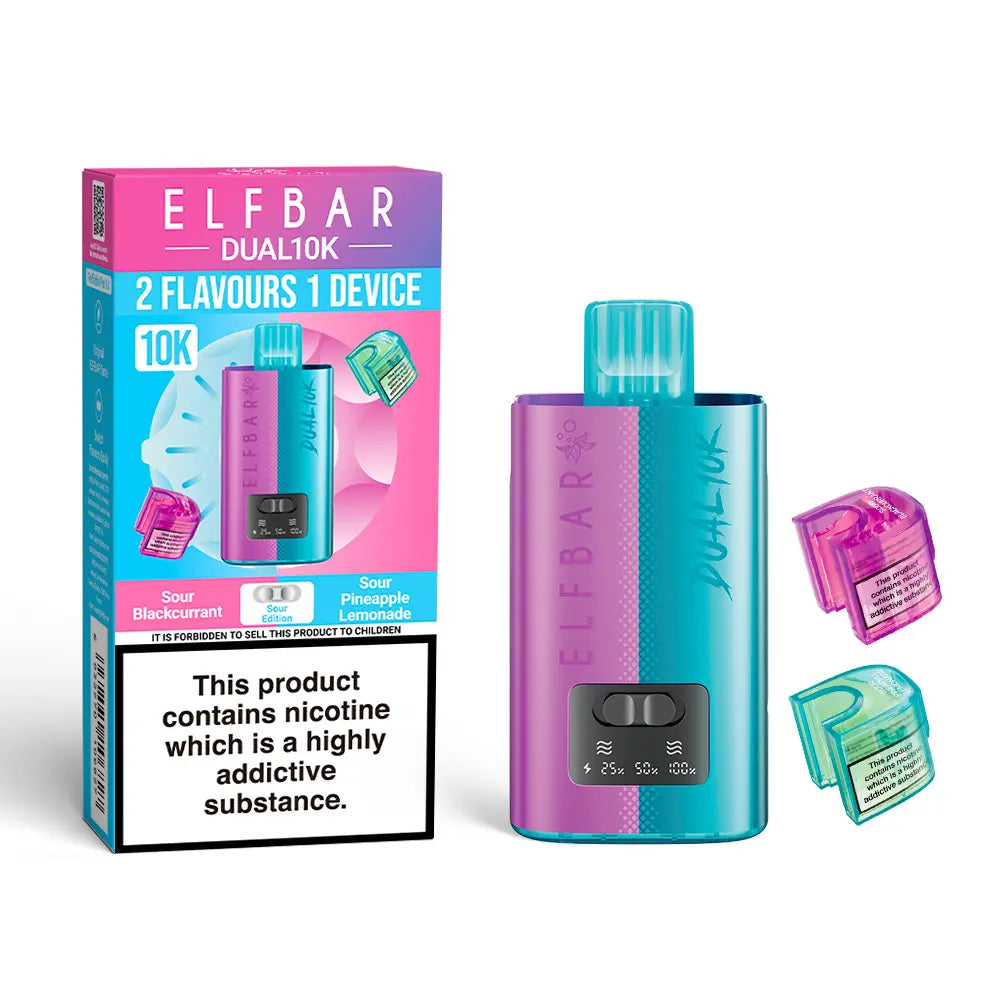 Elf Bar Dual 10K Prefilled Pod Vape Kit – Dual Flavour Rechargeable System UK - Noble Vape Sour-Edition