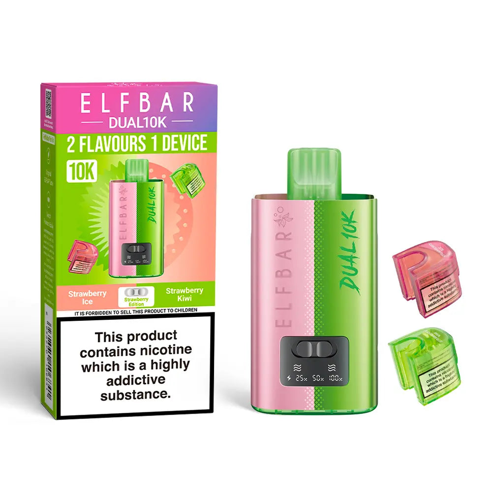 Elf Bar Dual 10K Prefilled Pod Vape Kit – Dual Flavour Rechargeable System UK - Noble Vape Strawberry-Edition