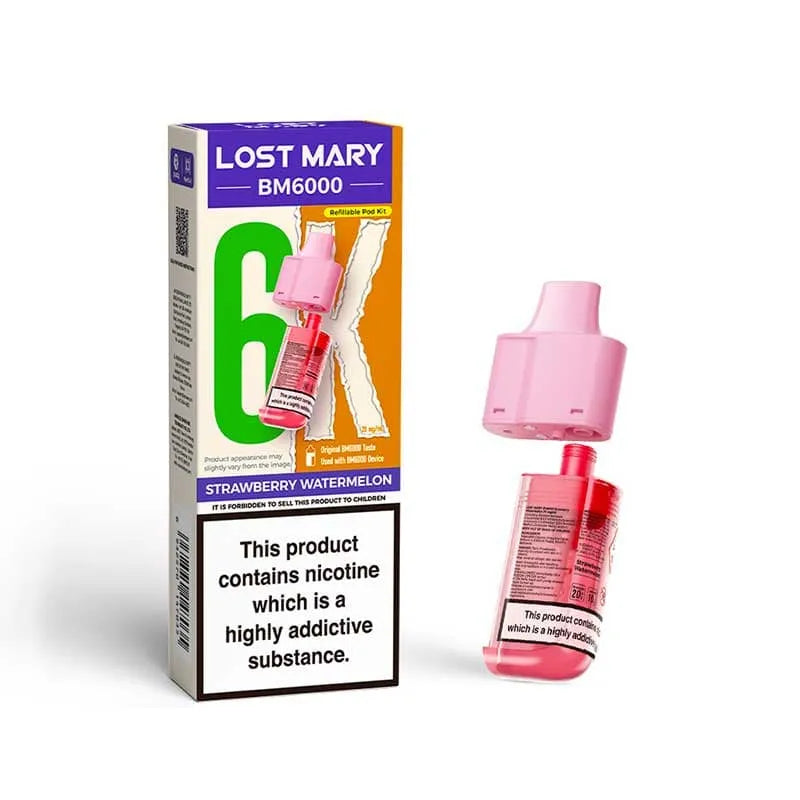 Lost Mary BM6000 Prefilled Pods – Replacement Pods for BM6000 Pod Vape Kit UK - Noble Vape Strawberry-Watermelon