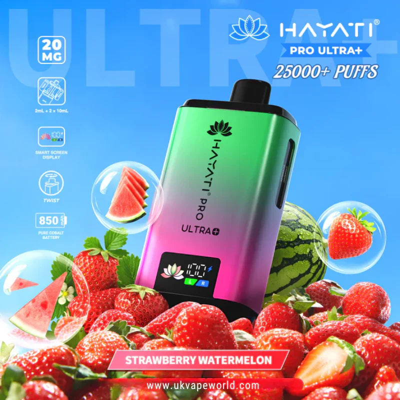 Hayati Pro Ultra Plus 25K Prefilled Vape Kit – 25,000 Puffs Rechargeable Pod System - Noble Vape Strawberry-Watermelon