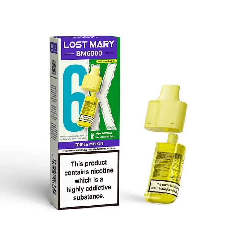 Lost Mary BM6000 Prefilled Pods – Replacement Pods for BM6000 Pod Vape Kit UK - Noble Vape Triple-Melon