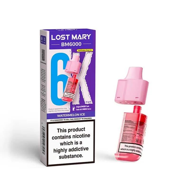 Lost Mary BM6000 Prefilled Pods – Replacement Pods for BM6000 Pod Vape Kit UK - Noble Vape Watermelon-Ice