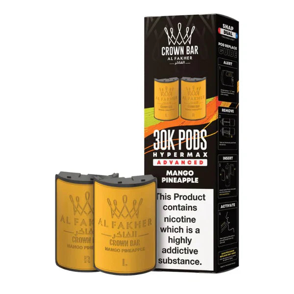 Al Fakher Crown Bar 30K Hypermax Pods – Prefilled Replacement Pods for Hypermax Kit UK - Noble Vape Mango-Pineapple