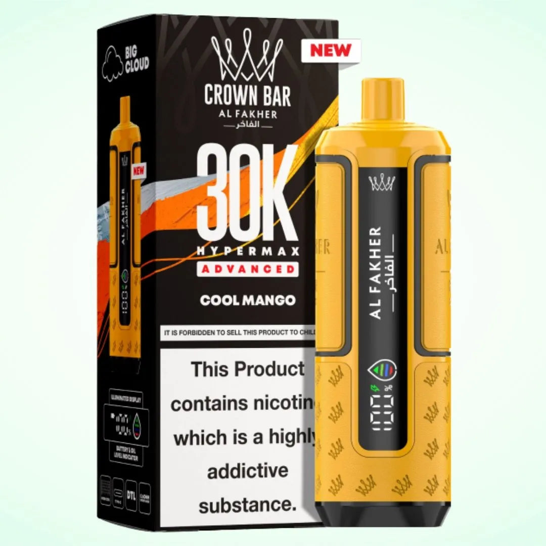 Al Fakher Crown Bar 30K Hypermax Vape Kit – Rechargeable Pod System with 30000 Puffs UK - Noble Vape Cool-Mango