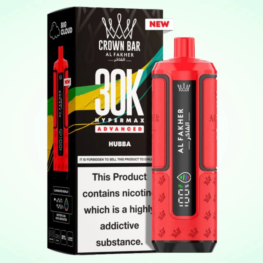 Al Fakher Crown Bar 30K Hypermax Vape Kit – Rechargeable Pod System with 30000 Puffs UK - Noble Vape Hubba