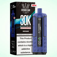 Al Fakher Crown Bar 30K Hypermax Vape Kit – Rechargeable Pod System with 30000 Puffs UK - Noble Vape Ice-Blue