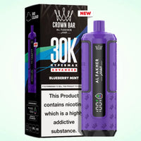 Al Fakher Crown Bar 30K Hypermax Vape Kit – Rechargeable Pod System with 30000 Puffs UK - Noble Vape Blueberry-Mint