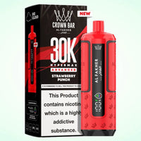 Al Fakher Crown Bar 30K Hypermax Vape Kit – Rechargeable Pod System with 30000 Puffs UK - Noble Vape Strawberry-Punch