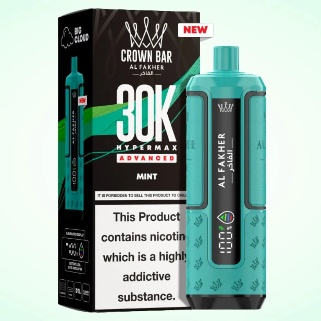 Al Fakher Crown Bar 30K Hypermax Vape Kit – Rechargeable Pod System with 30000 Puffs UK - Noble Vape Mint