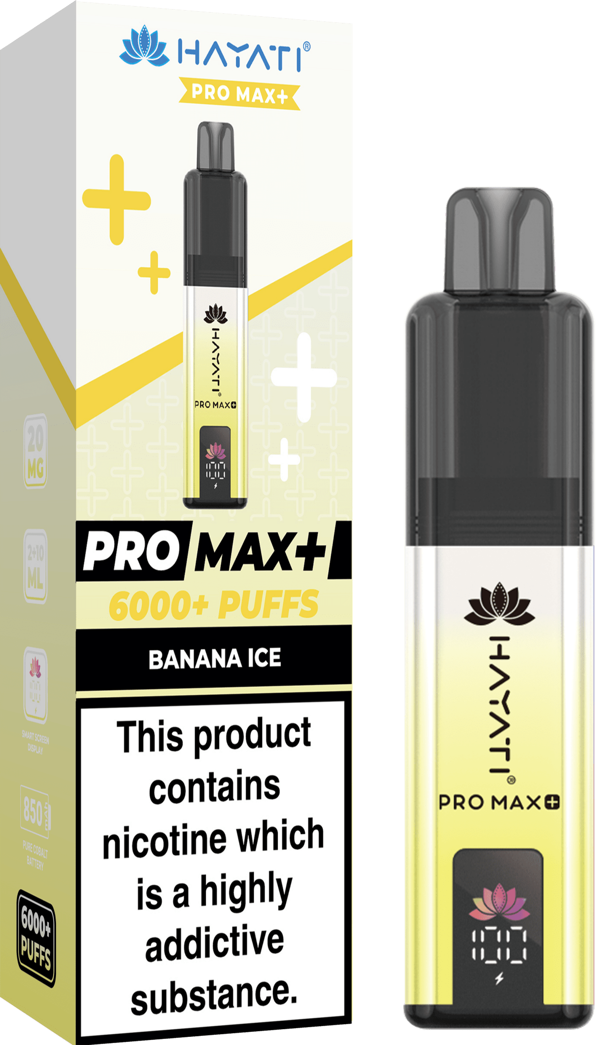 Hayati Pro Max Plus 6000 Vape Kit – 6000 Puff Rechargeable Prefilled Pod Device - Noble Vape Banana-Ice