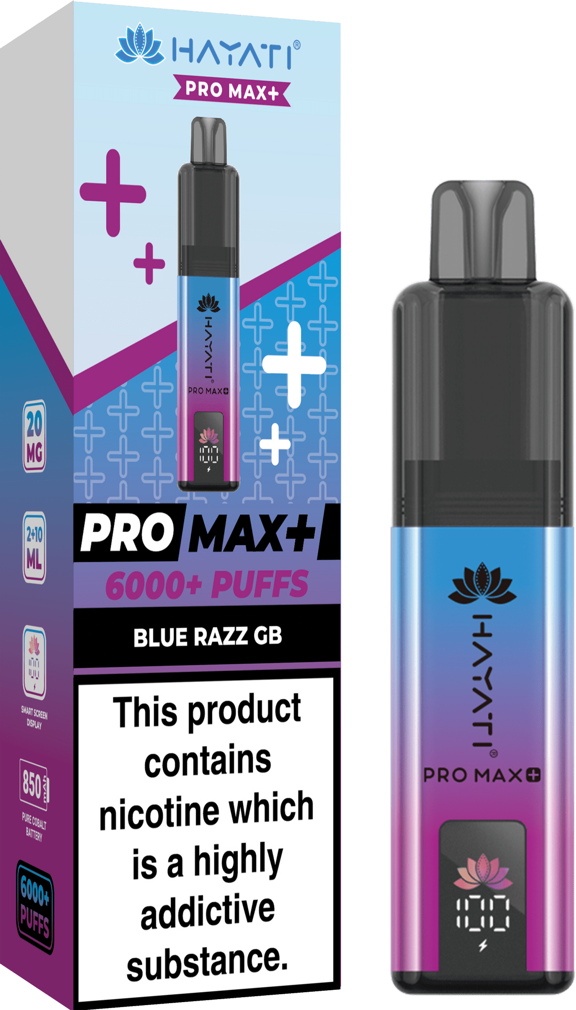 Hayati Pro Max Plus 6000 Vape Kit – 6000 Puff Rechargeable Prefilled Pod Device - Noble Vape Blue-Razz-GB
