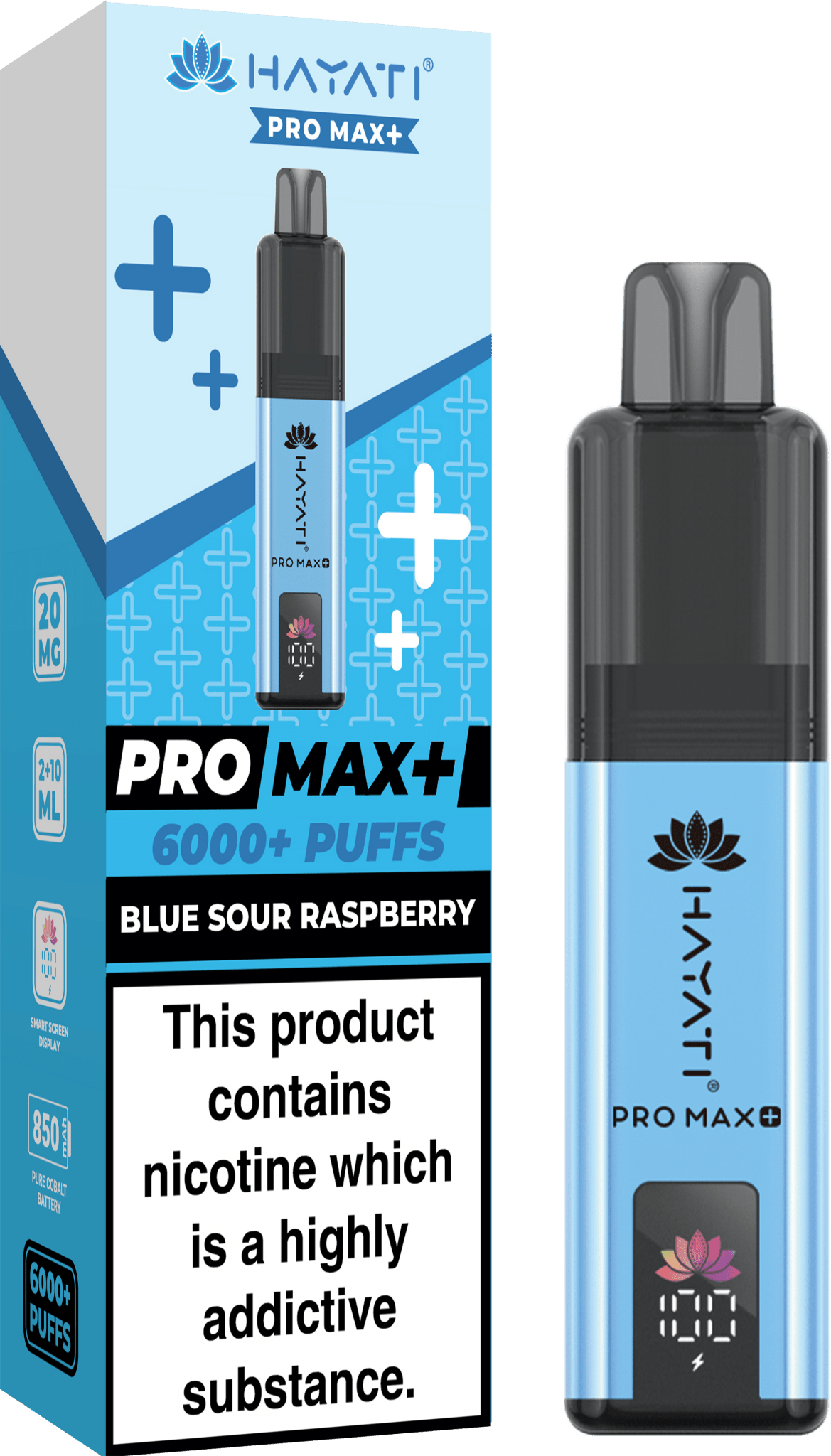 Hayati Pro Max Plus 6000 Vape Kit – 6000 Puff Rechargeable Prefilled Pod Device - Noble Vape Blue-Sour-Raspberry