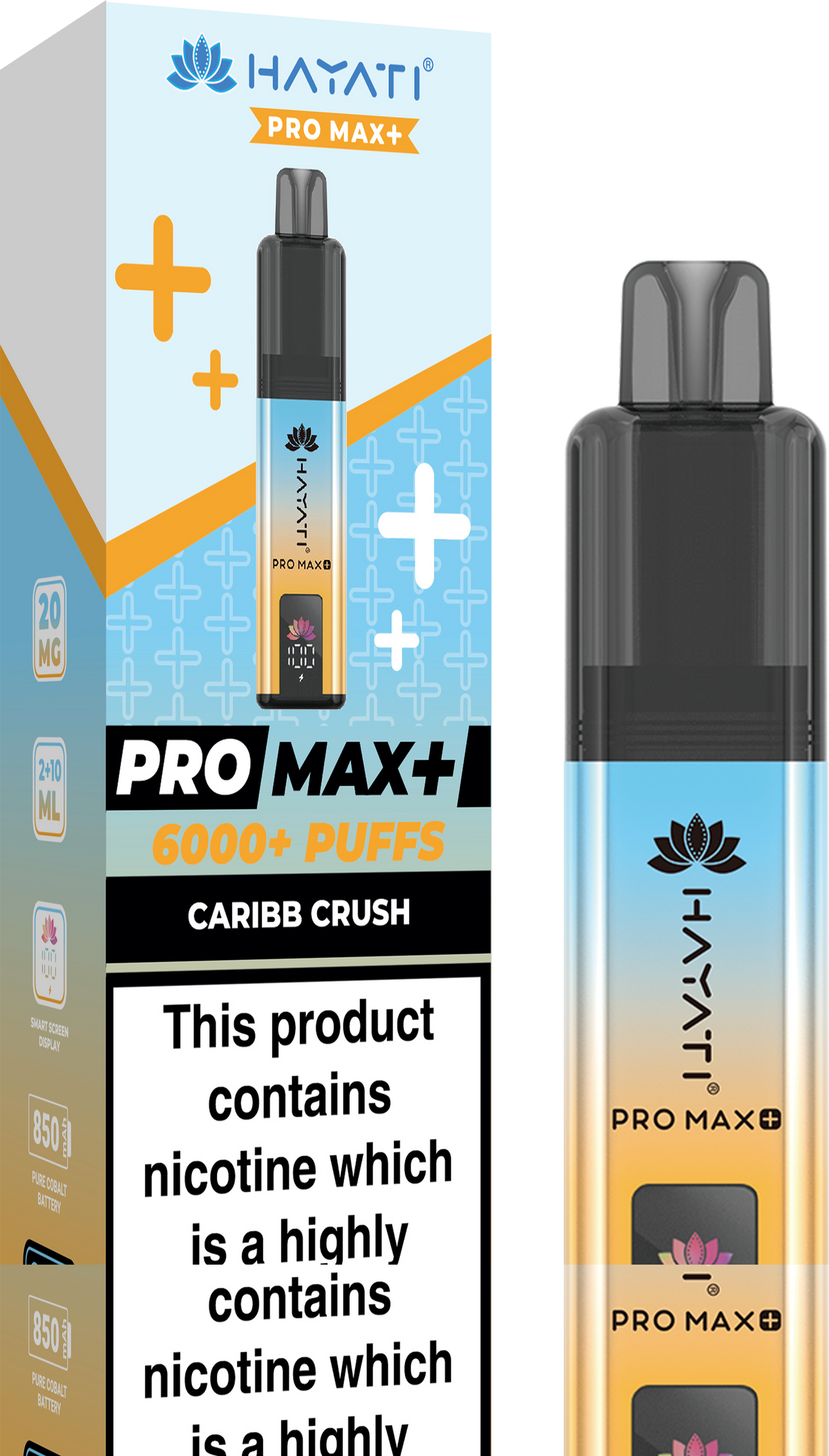 Hayati Pro Max Plus 6000 Vape Kit – 6000 Puff Rechargeable Prefilled Pod Device - Noble Vape Caribb-Crush