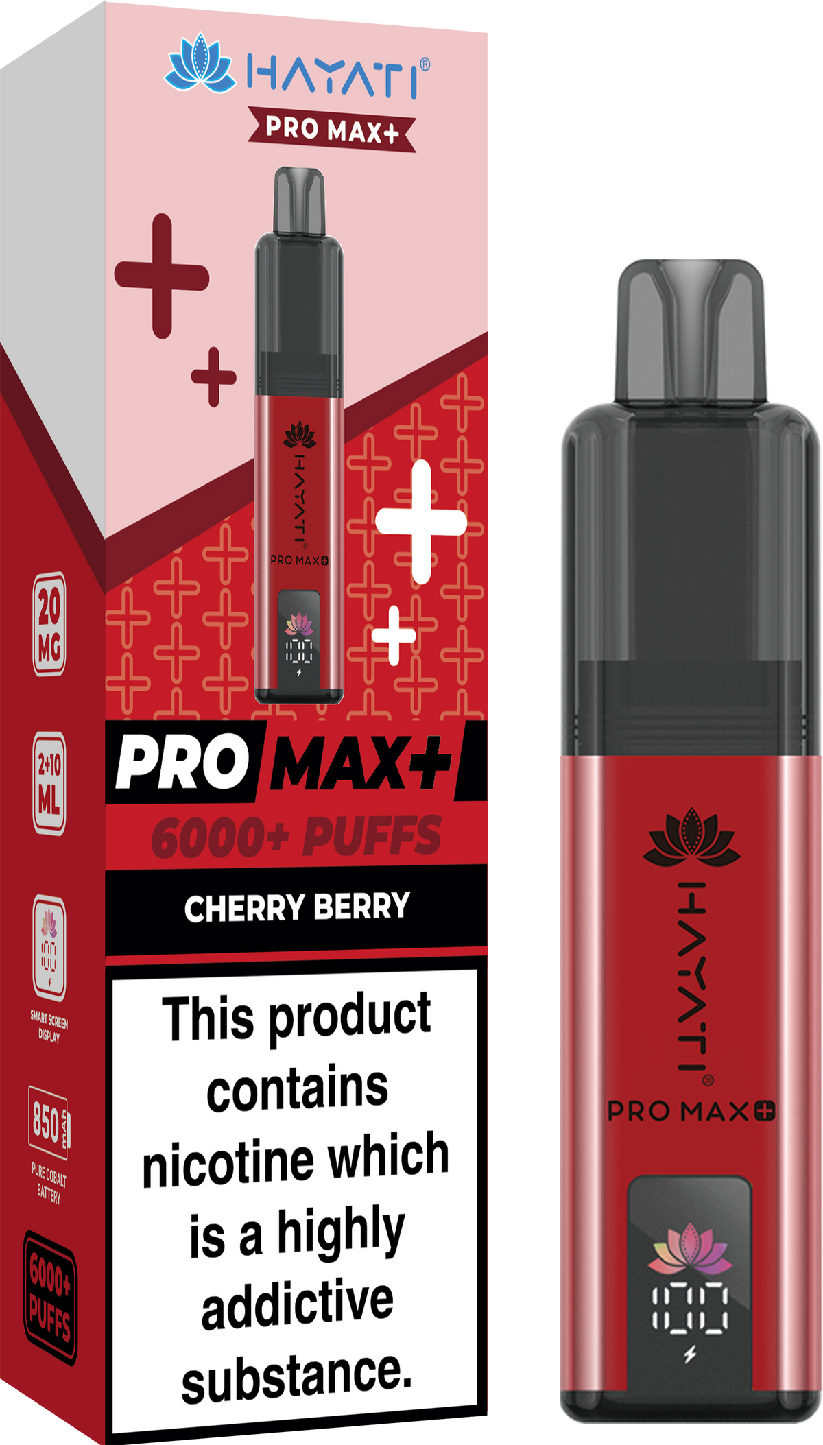 Hayati Pro Max Plus 6000 Vape Kit – 6000 Puff Rechargeable Prefilled Pod Device - Noble Vape Cherry-Berry