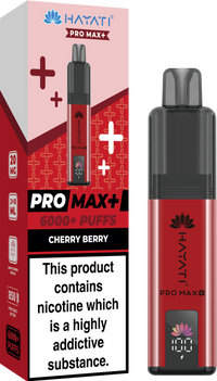 Hayati Pro Max Plus 6000 Vape Kit – 6000 Puff Rechargeable Prefilled Pod Device - Noble Vape Cherry-Berry