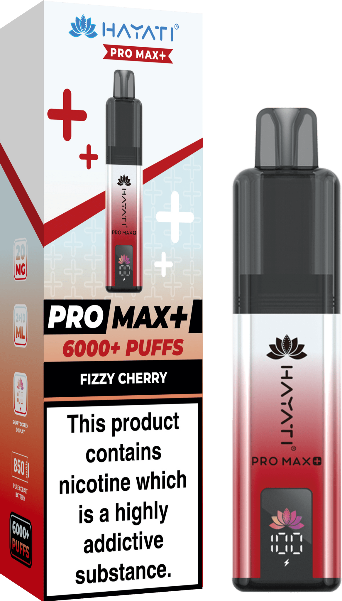 Hayati Pro Max Plus 6000 Vape Kit – 6000 Puff Rechargeable Prefilled Pod Device - Noble Vape Fizzy-Cherry
