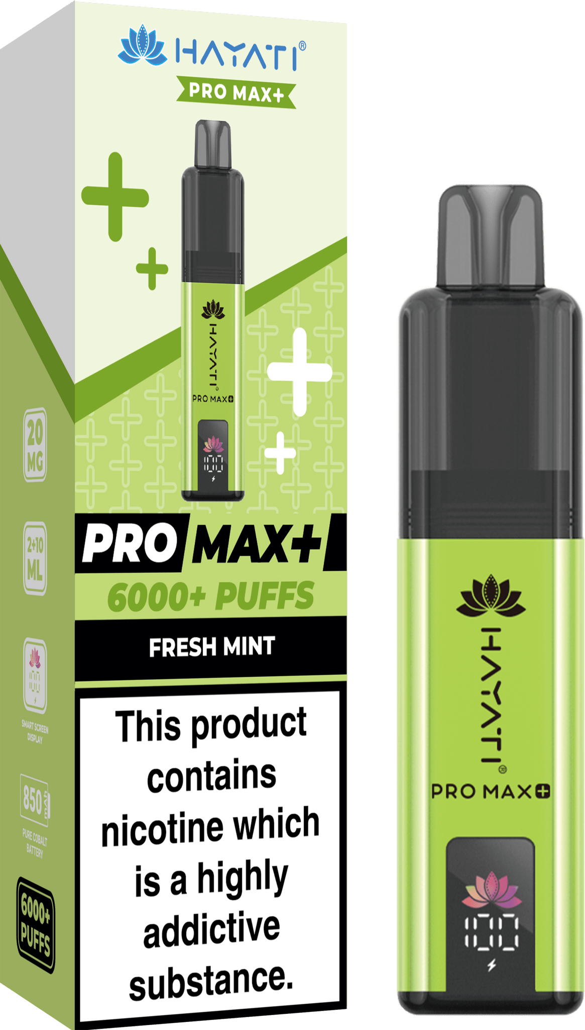 Hayati Pro Max Plus 6000 Vape Kit – 6000 Puff Rechargeable Prefilled Pod Device - Noble Vape Fresh-Mint