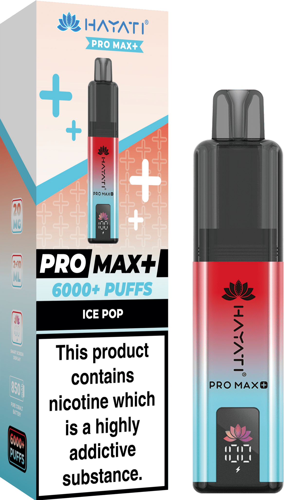 Hayati Pro Max Plus 6000 Vape Kit – 6000 Puff Rechargeable Prefilled Pod Device - Noble Vape Ice-Pop