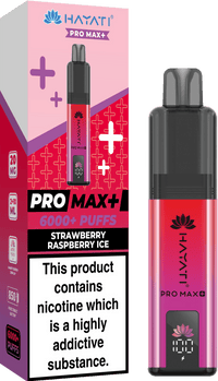 Hayati Pro Max Plus 6000 Vape Kit – 6000 Puff Rechargeable Prefilled Pod Device - Noble Vape Strawberry-Raspberry-Ice