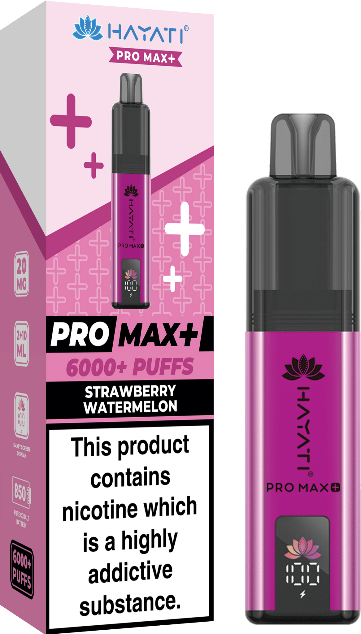 Hayati Pro Max Plus 6000 Vape Kit – 6000 Puff Rechargeable Prefilled Pod Device - Noble Vape Strawberry-Watermelon