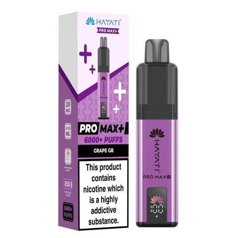 Hayati Pro Max Plus 6000 Vape Kit – 6000 Puff Rechargeable Prefilled Pod Device - Noble Vape Grape-GB