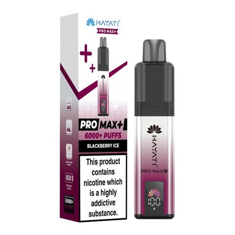 Hayati Pro Max Plus 6000 Vape Kit – 6000 Puff Rechargeable Prefilled Pod Device - Noble Vape Blackberry-Ice