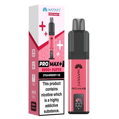 Hayati Pro Max Plus 6000 Vape Kit – 6000 Puff Rechargeable Prefilled Pod Device - Noble Vape Strawberry-GB