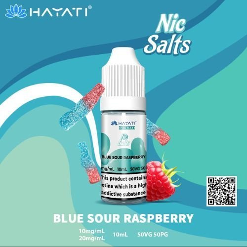Hayati Pro Max Nic Salts 10ml – Smooth Nicotine Salt E-Liquid for Pod Kits UK - Noble Vape Blue-Sour-Raspberry-20MG