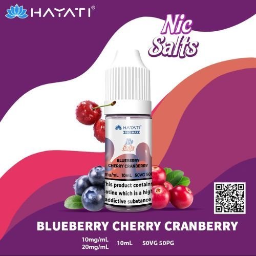 Hayati Pro Max Nic Salts 10ml – Smooth Nicotine Salt E-Liquid for Pod Kits UK - Noble Vape Blueberry-Cherry-Cranberry-20MG