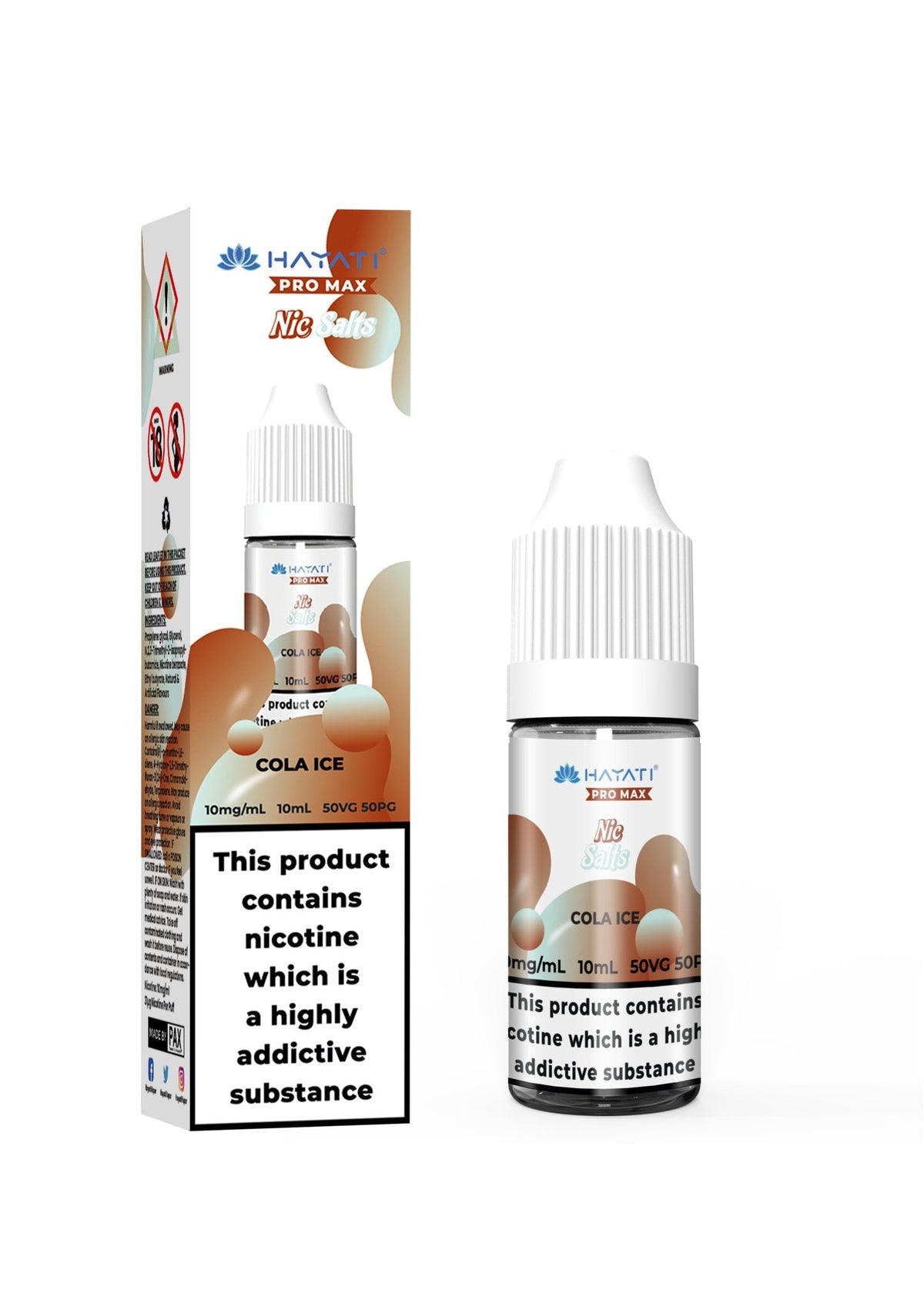 Hayati Pro Max Nic Salts 10ml – Smooth Nicotine Salt E-Liquid for Pod Kits UK - Noble Vape Cola-Ice-20MG