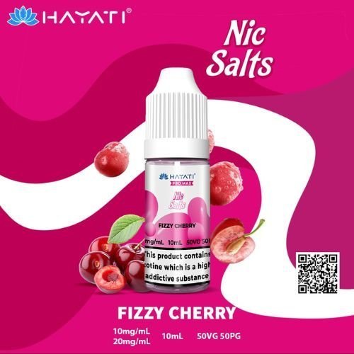 Hayati Pro Max Nic Salts 10ml – Smooth Nicotine Salt E-Liquid for Pod Kits UK - Noble Vape Fizzy-Cherry-20MG