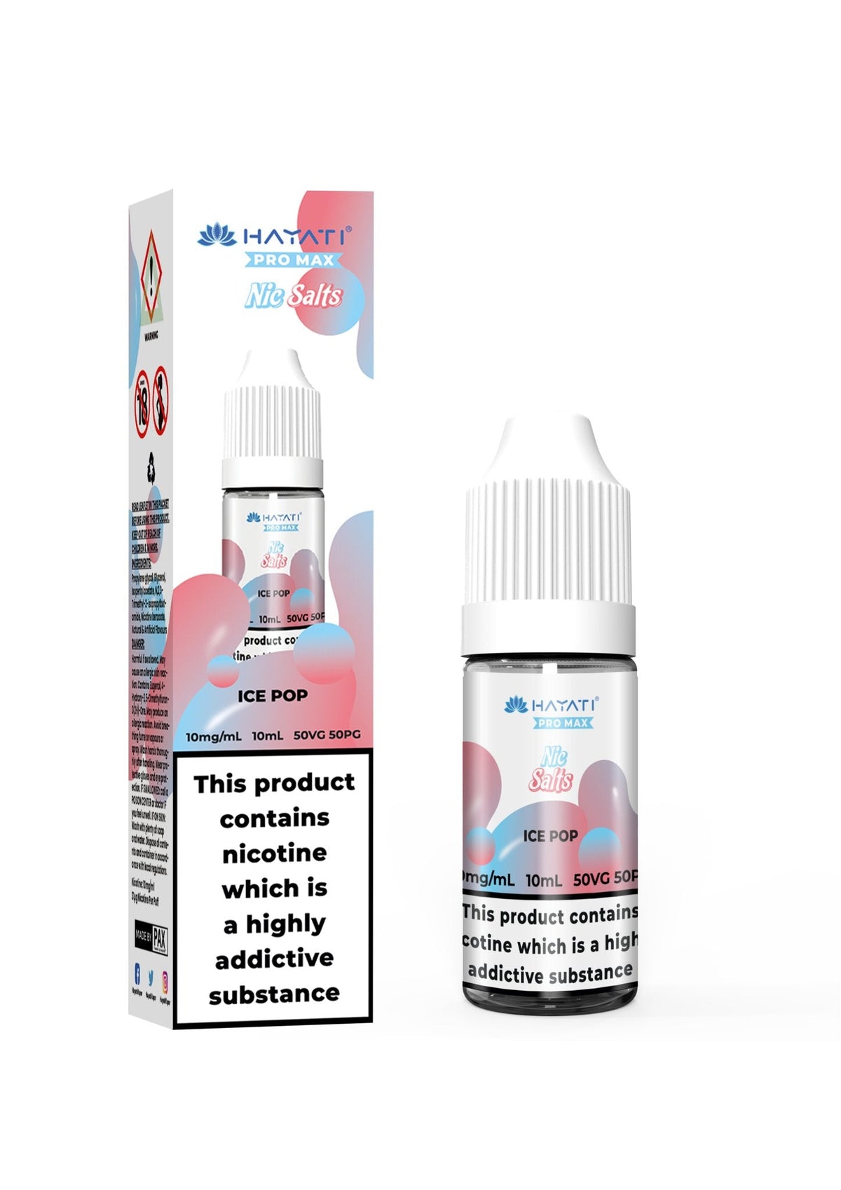 Hayati Pro Max Nic Salts 10ml – Smooth Nicotine Salt E-Liquid for Pod Kits UK - Noble Vape Ice-Pop-20MG