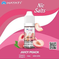 Hayati Pro Max Nic Salts 10ml – Smooth Nicotine Salt E-Liquid for Pod Kits UK - Noble Vape Juicy-Peach-20MG